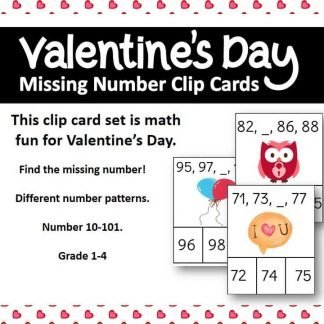 Valentine's Day Missing Number Clip Cards