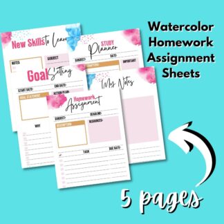 Watercolor Homework Assignment Sheets